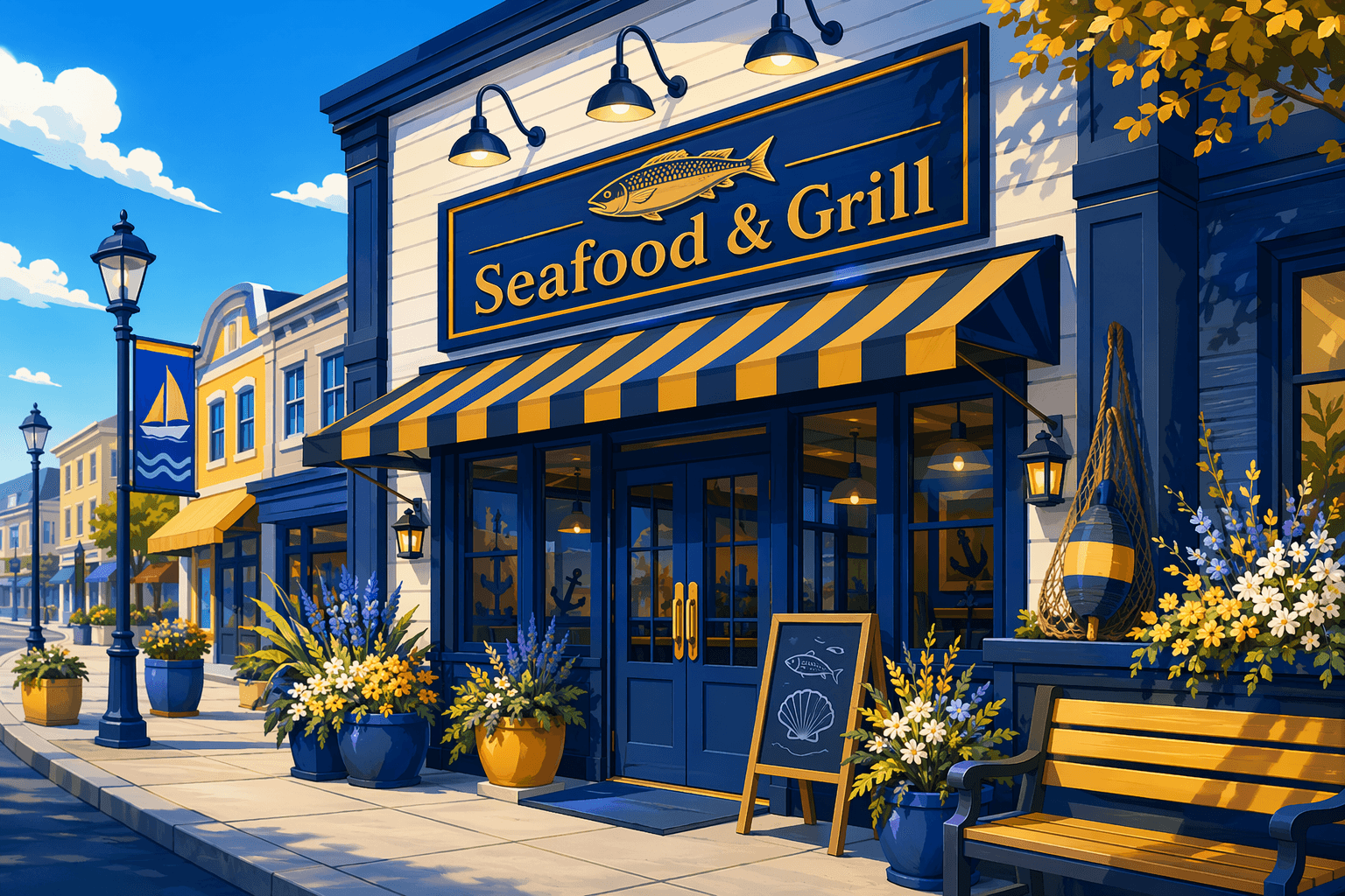 Seafood restaurant opening - illustration, Jake Team LLC