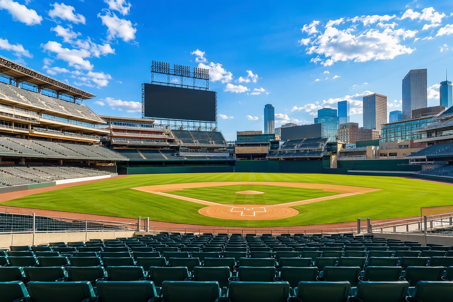 Sunlit Baseball Stadium - illustration, Jake Team LLC