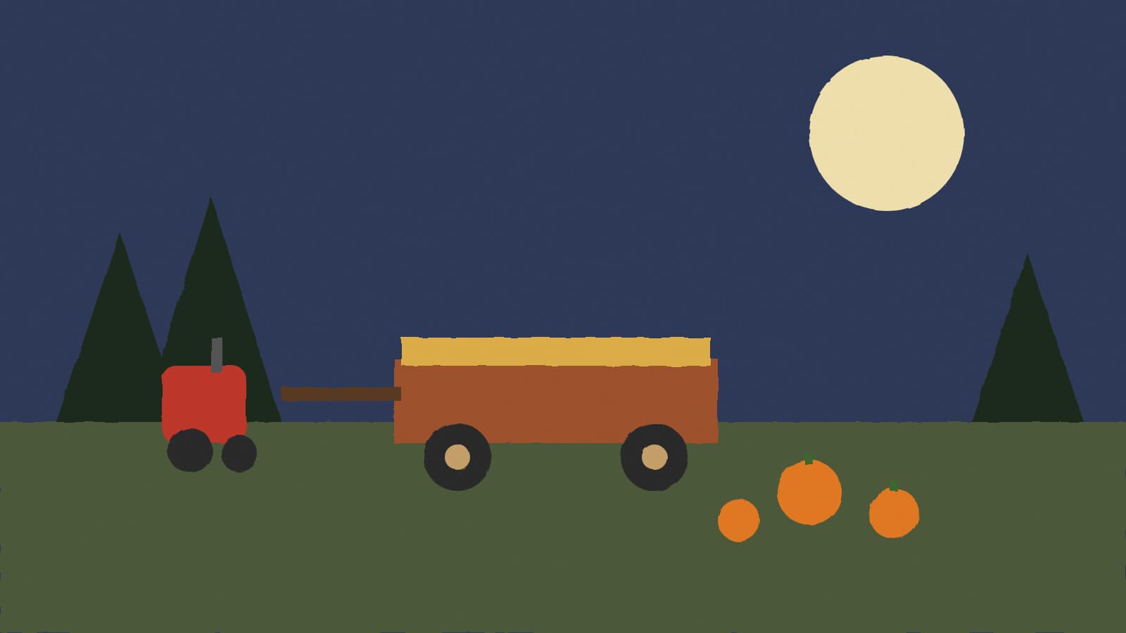 Hayride under autumn moon - illustration, Jake Team LLC