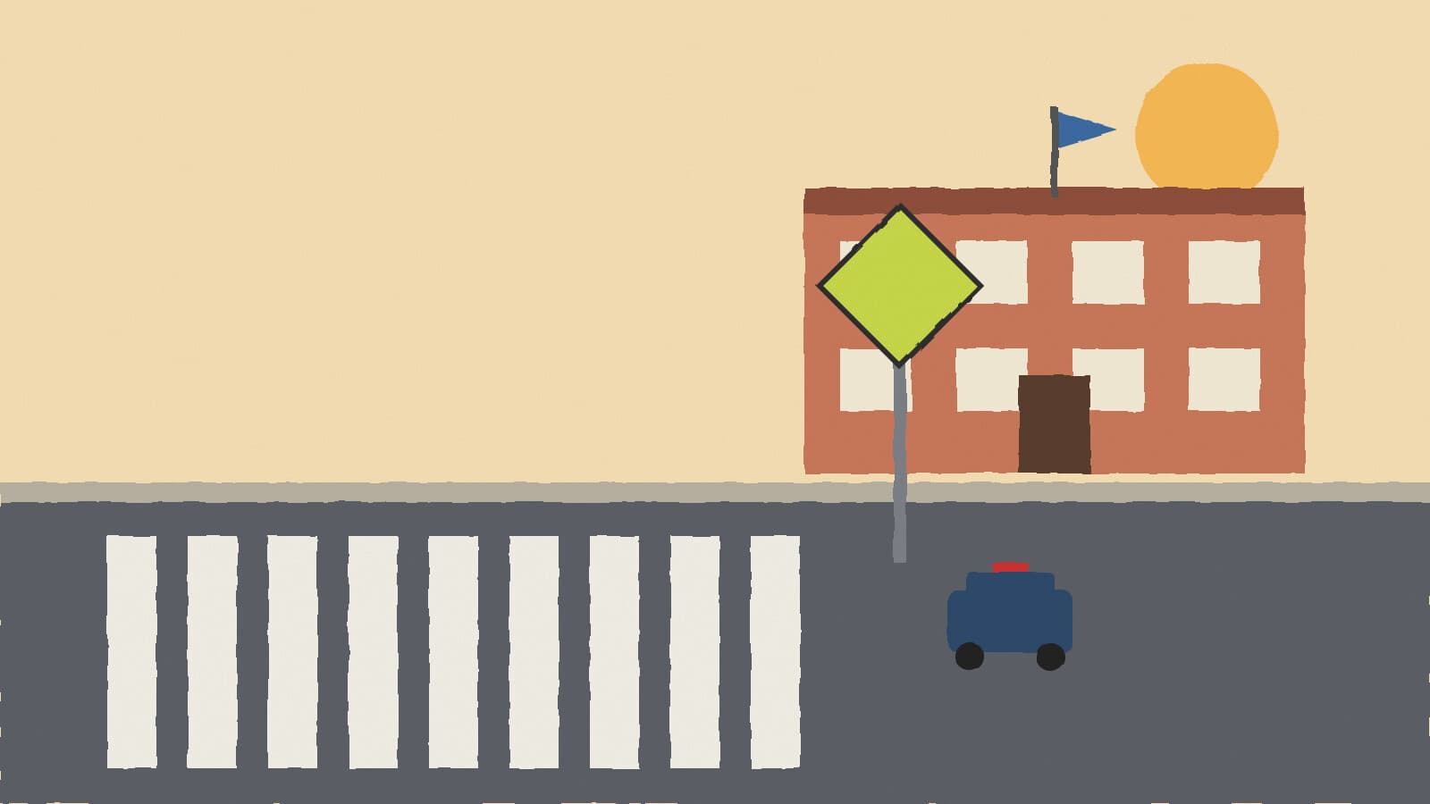 School crosswalk at morning - illustration, Jake Team LLC