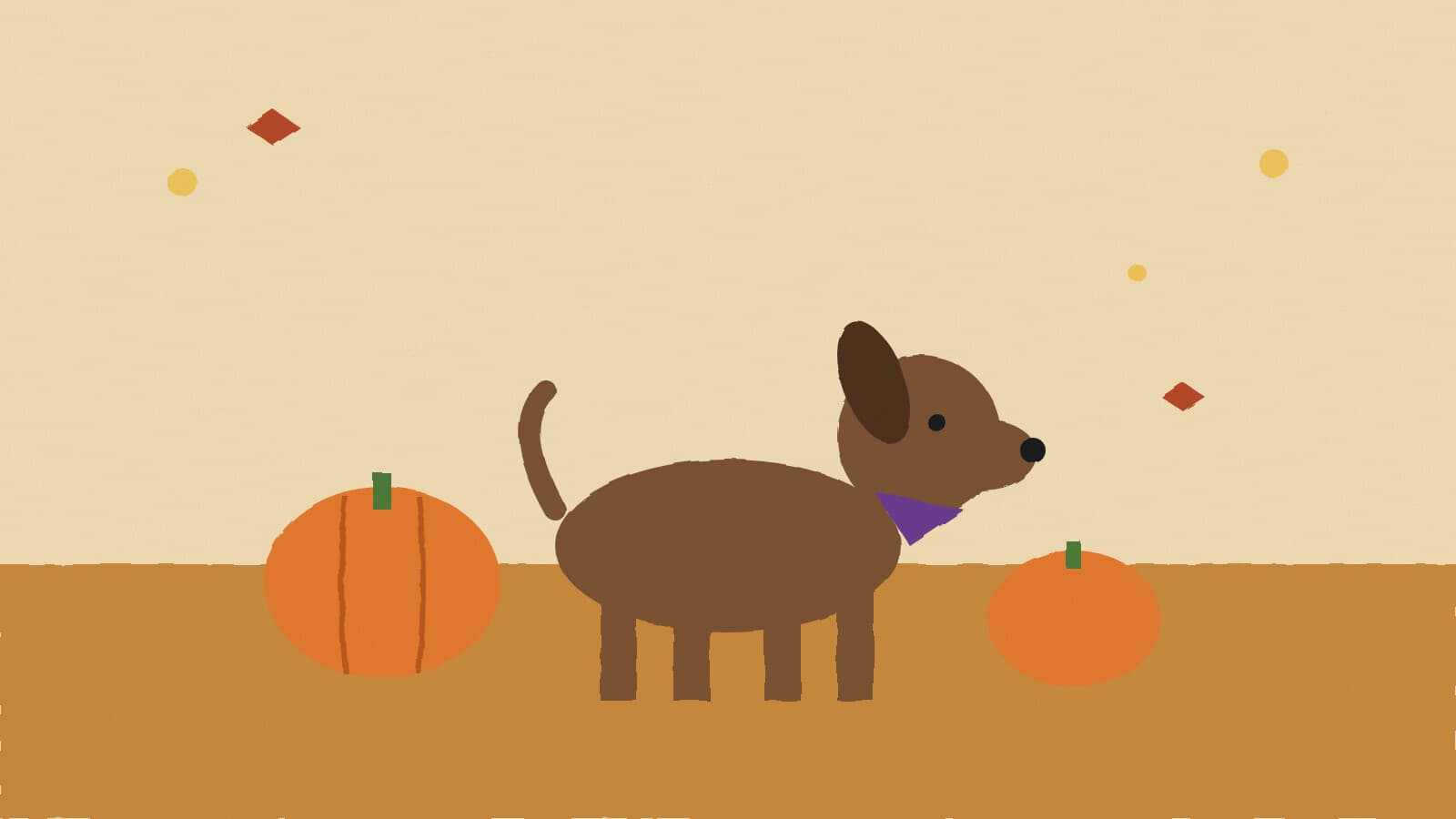 Dog among autumn pumpkins - illustration, Jake Team LLC