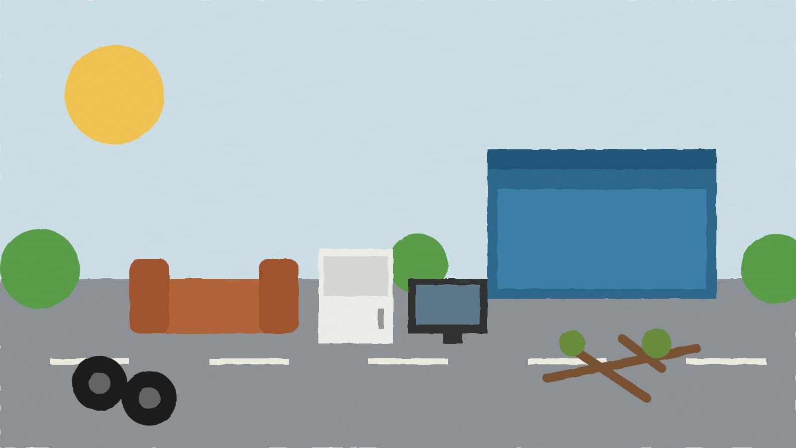 Bulky items at cleanup lot - illustration, Jake Team LLC
