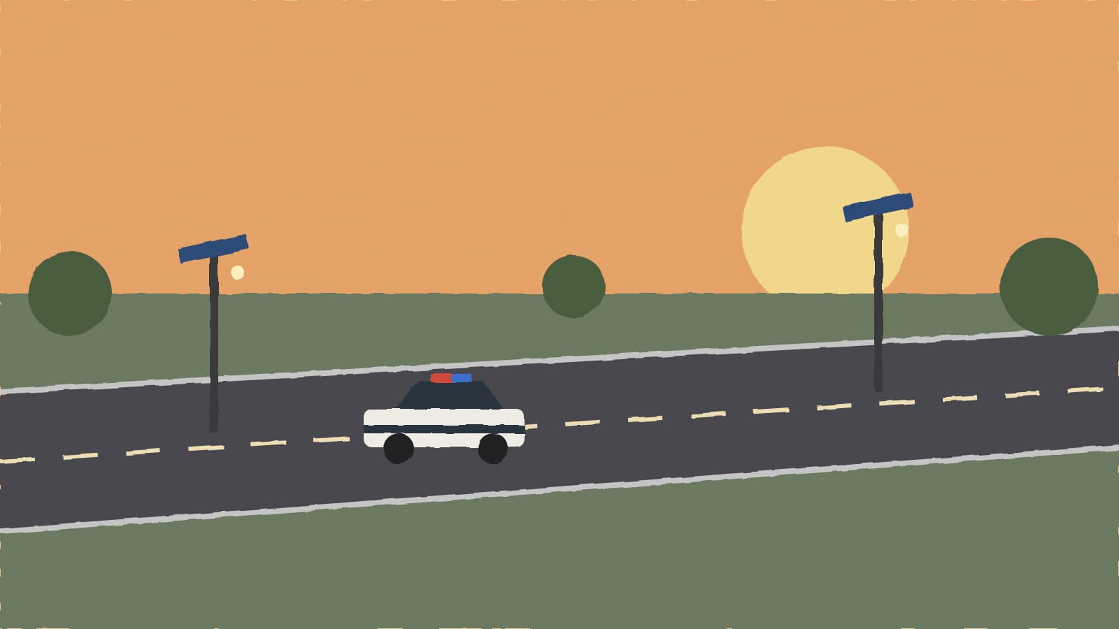 Patrol car on a tollway - illustration, Jake Team LLC