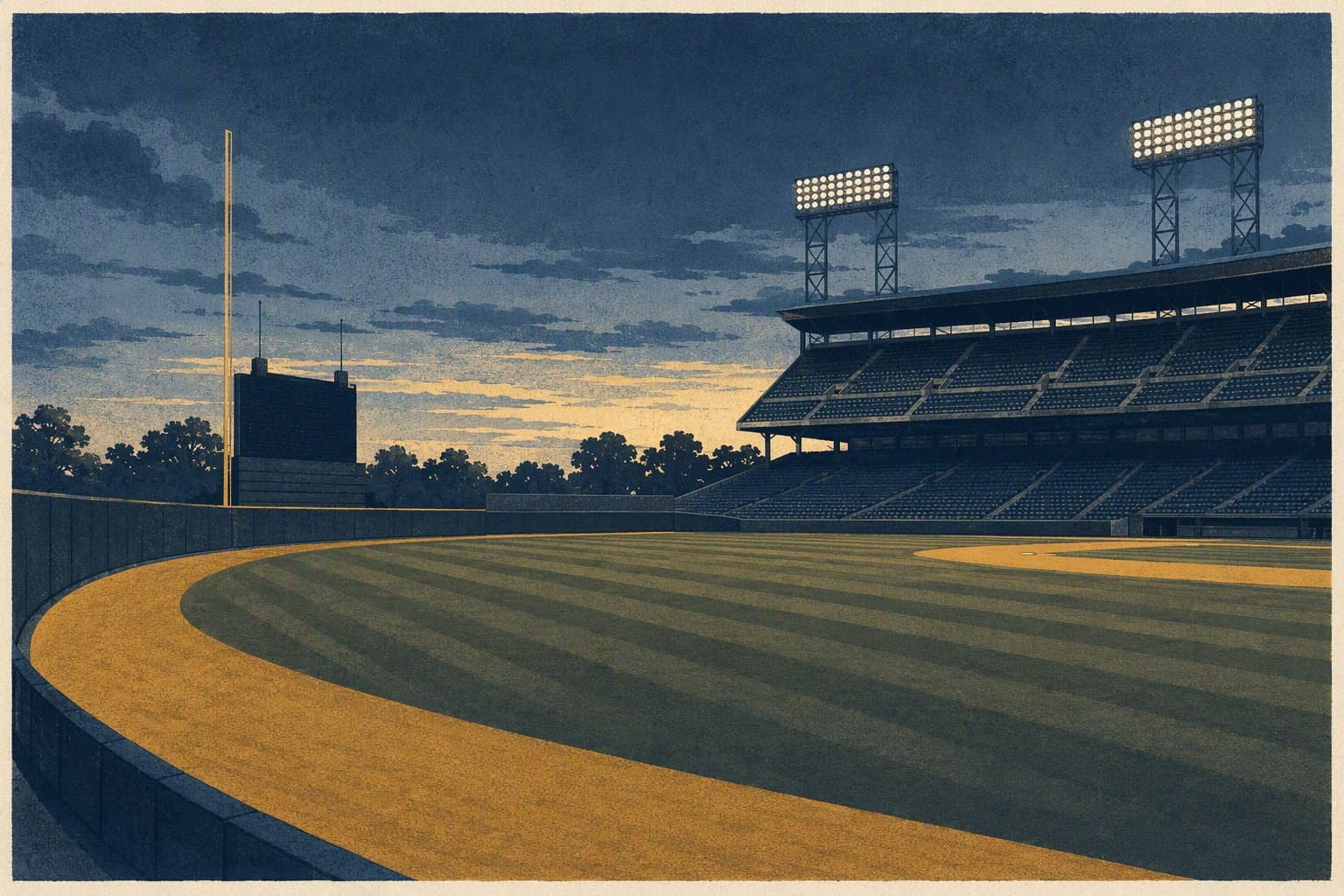 baseball stadium night - illustration, Jake Team LLC