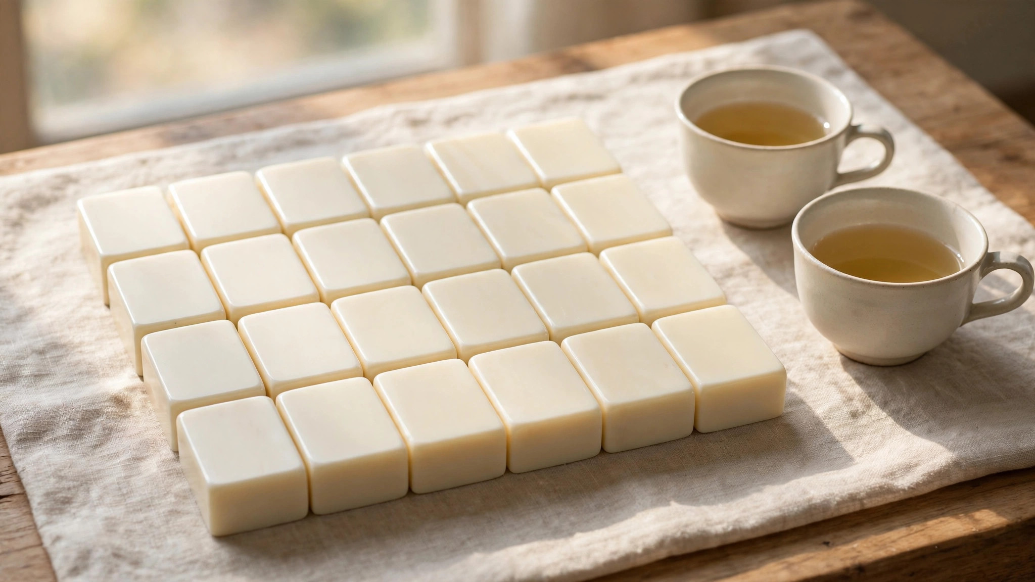 Table with mahjong tiles arranged for a lesson - illustration